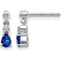 14K White Gold Blue Sapphire and Diamond Dangle Earrings - 0.25 Carat Total Sapphire Weight by Monteluci Fine Jewelry