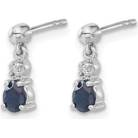14K White Gold Blue Sapphire and Diamond Dangle Earrings - 0.25 Carat Total Sapphire Weight by Monteluci Fine Jewelry