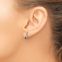 14K White Gold Blue Sapphire and Diamond Dangle Earrings - 0.25 Carat Total Sapphire Weight by Monteluci Fine Jewelry