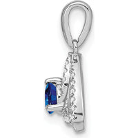 14K White Gold Blue Sapphire and Diamond Triangle Pendant - 0.34 Carat Sapphire, 0.016 Carat Diamond Total Weight by Lumare Gioia