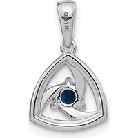 14K White Gold Blue Sapphire and Diamond Triangle Pendant - 0.34 Carat Sapphire, 0.016 Carat Diamond Total Weight by Lumare Gioia