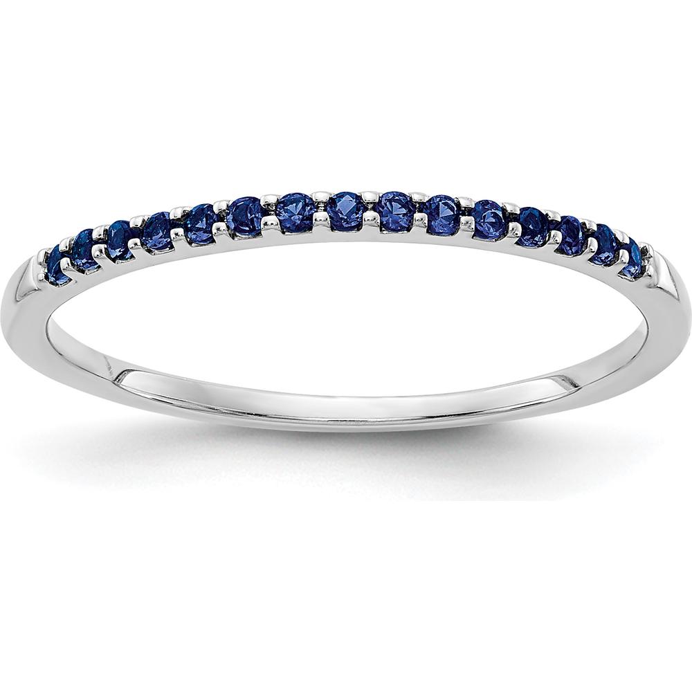 14K White Gold Blue Sapphire Band with 15 Round Natural Sapphires - 0.12 Carat Total Sapphire Weight by 0