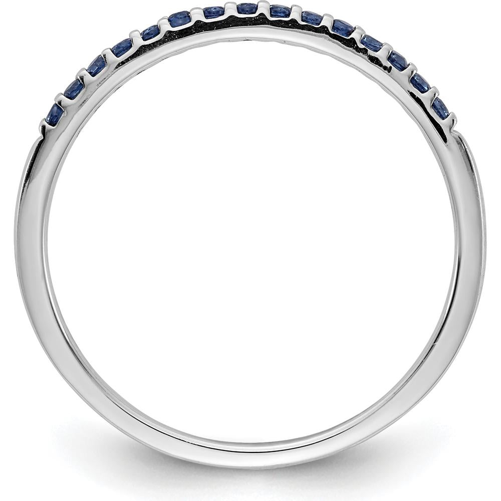 14K White Gold Blue Sapphire Band with 15 Round Natural Sapphires - 0.12 Carat Total Sapphire Weight by 0