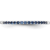14K White Gold Blue Sapphire Band with 15 Round Natural Sapphires - 0.12 Carat Total Sapphire Weight by 0