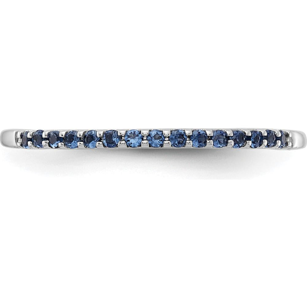 14K White Gold Blue Sapphire Band with 15 Round Natural Sapphires - 0.12 Carat Total Sapphire Weight by 0