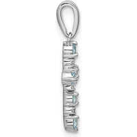 14K White Gold Blue Topaz and Diamond Cross Pendant - 0.25 Carat Total Blue Topaz Weight, 0.01 Carat Total Diamond Weight by Oro Pregiato