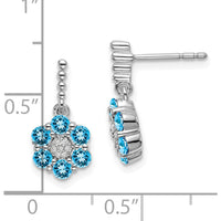 14K White Gold Blue Topaz and Diamond Drop Earrings - 0.09 Carat Blue Topaz, 0.003 Carat Diamond Total Weight by Monteluci Fine Jewelry