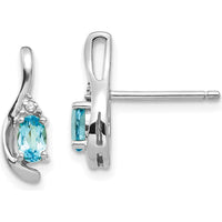 14K White Gold Blue Topaz and Diamond Drop Earrings - 0.6 Carat Total Gem Weight by Oro Pregiato