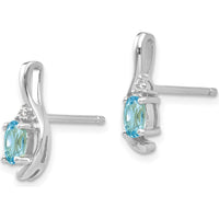 14K White Gold Blue Topaz and Diamond Drop Earrings - 0.6 Carat Total Gem Weight by Oro Pregiato