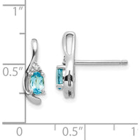 14K White Gold Blue Topaz and Diamond Drop Earrings - 0.6 Carat Total Gem Weight by Oro Pregiato
