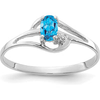 14K White Gold Blue Topaz and Diamond Ring - 0.30 Carat Blue Topaz, 0.012 Carat Diamond by Monteluci Fine Jewelry