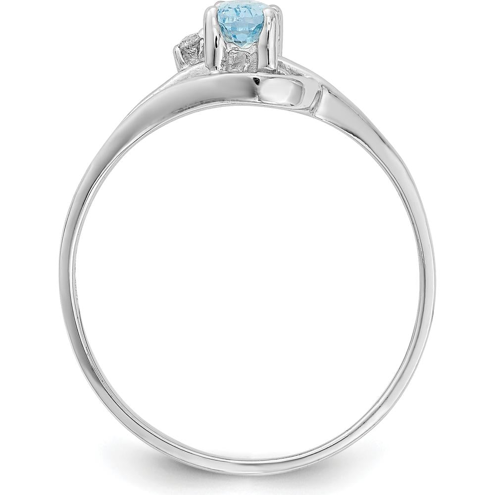 14K White Gold Blue Topaz and Diamond Ring - 0.30 Carat Blue Topaz, 0.012 Carat Diamond by Monteluci Fine Jewelry