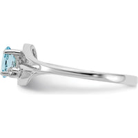 14K White Gold Blue Topaz and Diamond Ring - 0.30 Carat Blue Topaz, 0.012 Carat Diamond by Monteluci Fine Jewelry