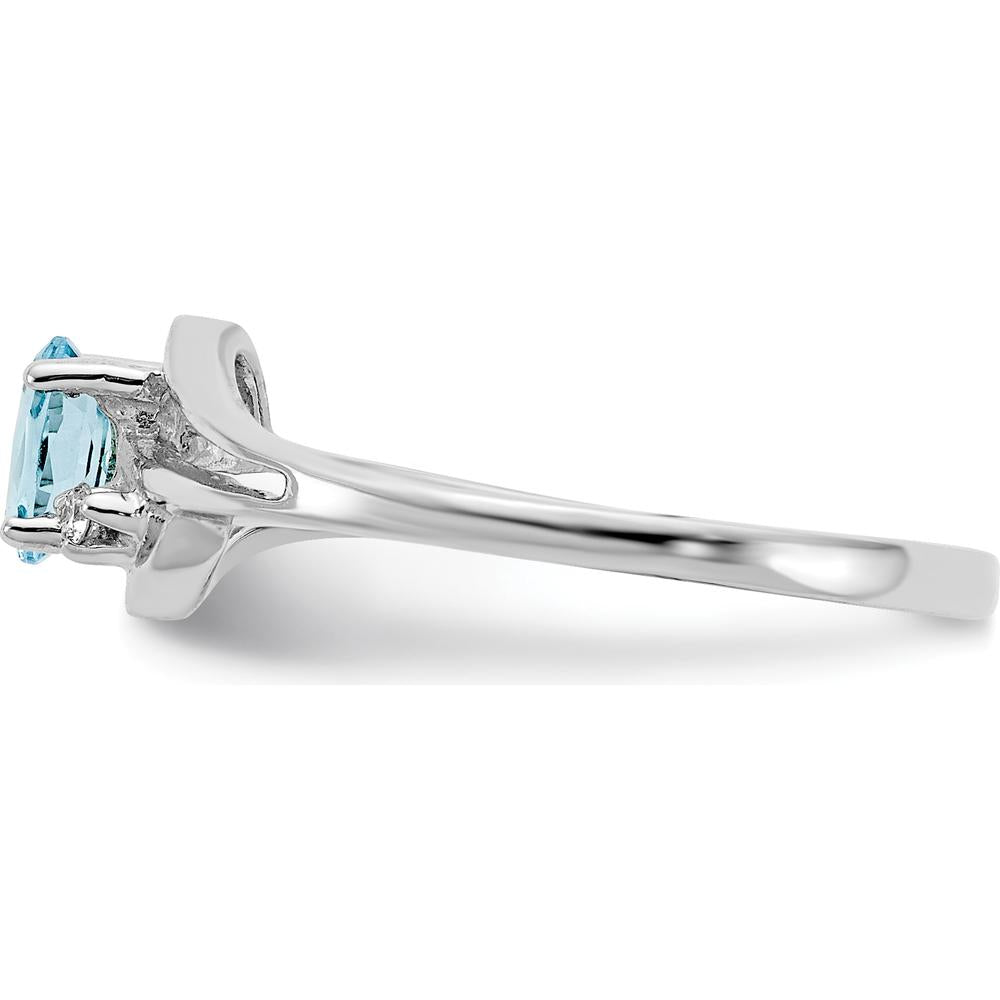 14K White Gold Blue Topaz and Diamond Ring - 0.30 Carat Blue Topaz, 0.012 Carat Diamond by Monteluci Fine Jewelry