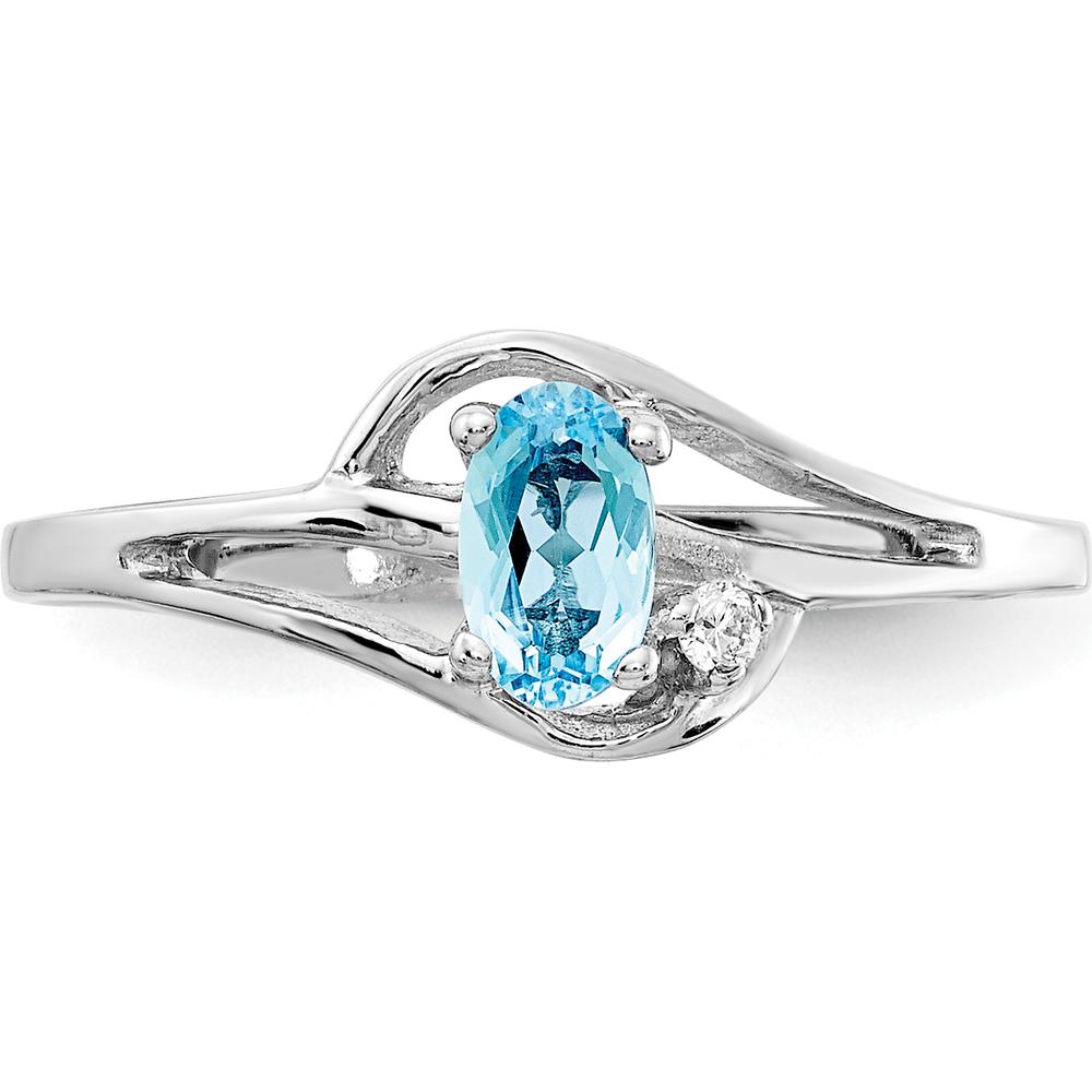 14K White Gold Blue Topaz and Diamond Ring - 0.30 Carat Blue Topaz, 0.012 Carat Diamond by Monteluci Fine Jewelry