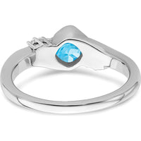 14K White Gold Blue Topaz and Diamond Ring - 0.63 Carat Blue Topaz and 0.04 Carat Total Diamond Weight by 0
