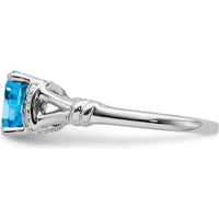 14K White Gold Blue Topaz and Diamond Ring with Cushion Cut Swiss Blue Topaz - 2.475 Carat Total Gemstone Weight by 0