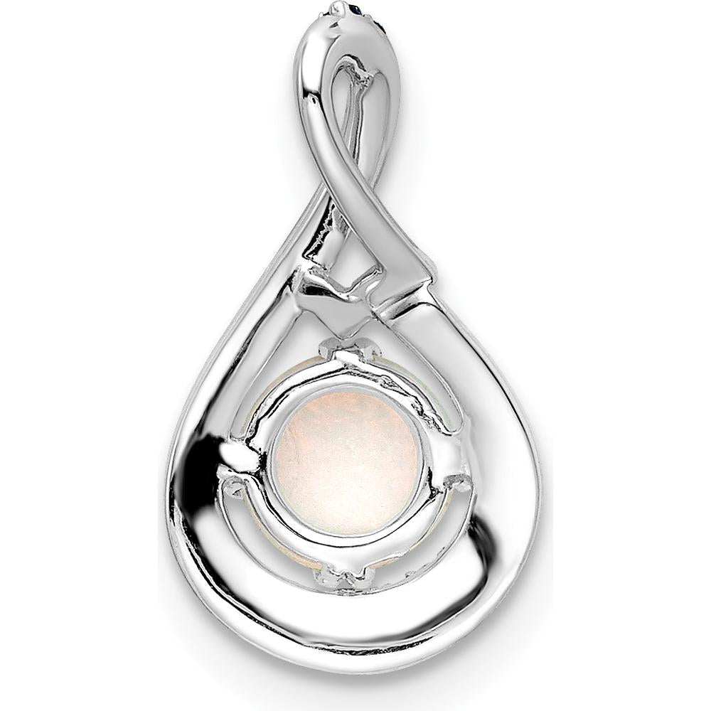 14K White Gold Blue Topaz & Opal Pendant with Diamond Accents - 0.35 Carat Total Opal Weight, 0.12 Carat Total Blue Topaz Weight, 0.003 Carat Total Diamond Weight by Oro Pregiato