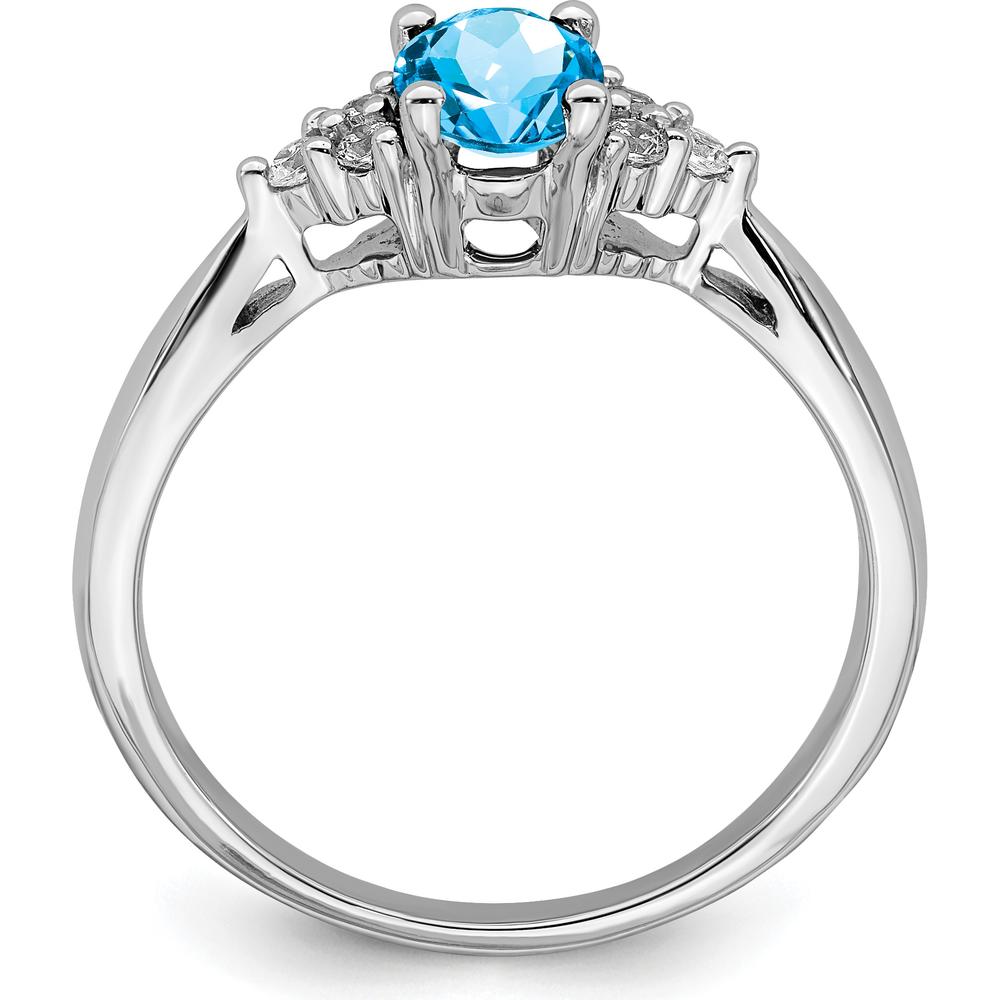14K White Gold Blue Topaz and Round Diamond Ring - 0.84 Carat Topaz, 0.02 Carat Diamonds by 0