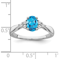 14K White Gold Blue Topaz and Round Diamond Ring - 0.84 Carat Topaz, 0.02 Carat Diamonds by 0