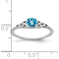 14K White Gold Blue Topaz Celtic Knot Ring with Round Sky Blue Topaz - 4.5mm by 0