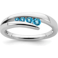 14K White Gold Blue Topaz Four-Stone Gemstone Ring - 0.358 Carat Total Blue Topaz Weight by 0