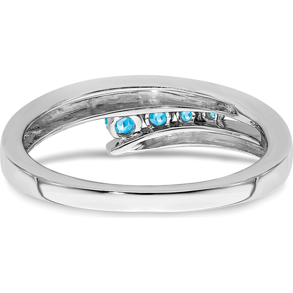 14K White Gold Blue Topaz Four-Stone Gemstone Ring - 0.358 Carat Total Blue Topaz Weight by 0
