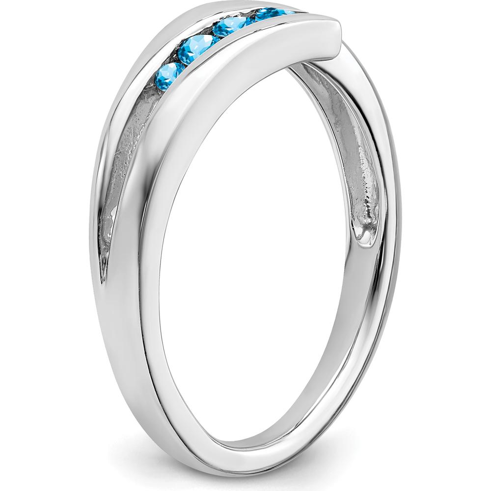 14K White Gold Blue Topaz Four-Stone Gemstone Ring - 0.358 Carat Total Blue Topaz Weight by 0