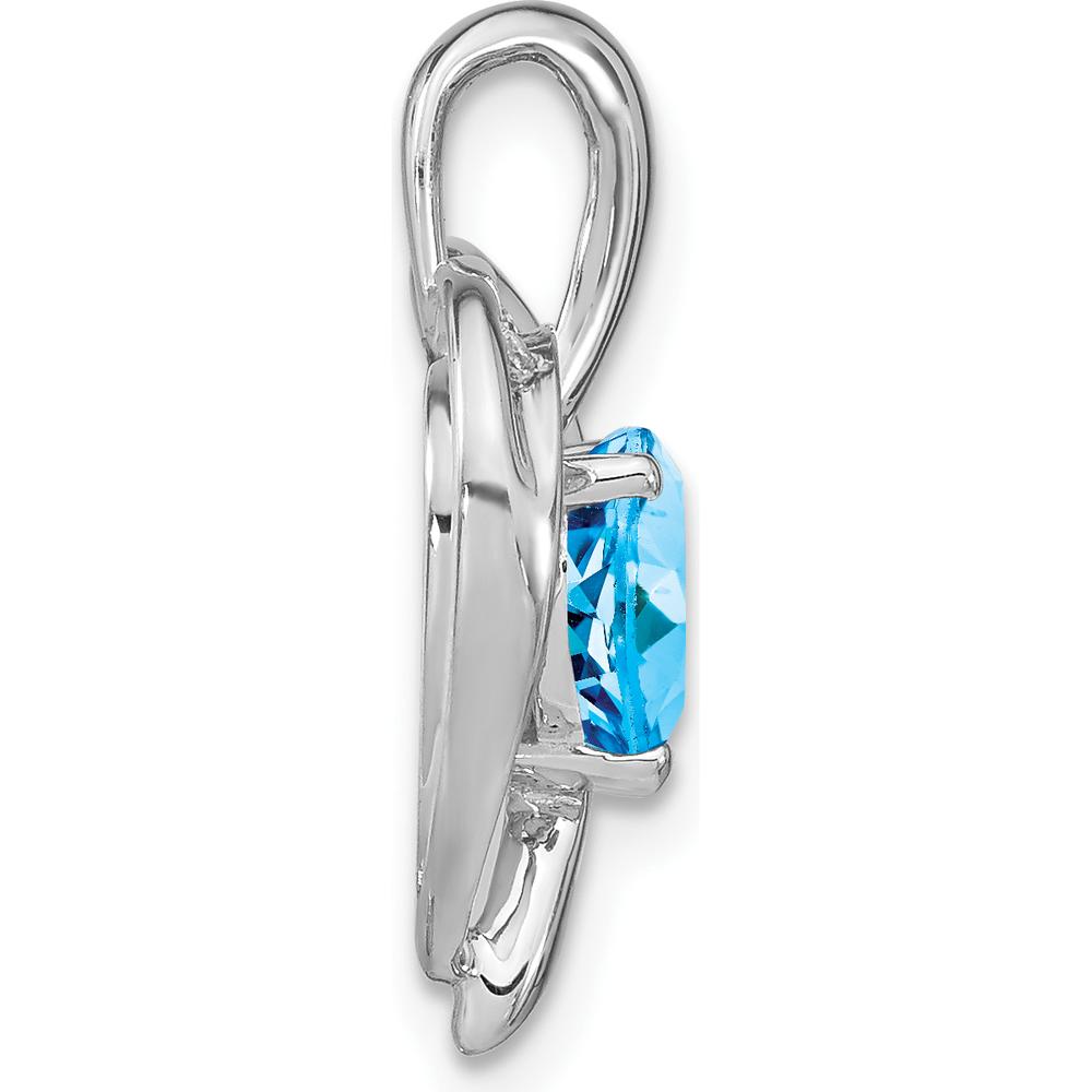 14K White Gold Blue Topaz Heart Pendant with Round Diamonds - 1.00 Carat Total Gem Weight by Lumare Gioia