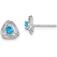 14K White Gold Blue Topaz Post Earrings - 0.20 Carat Total Blue Topaz Carat Weight by Oro Pregiato