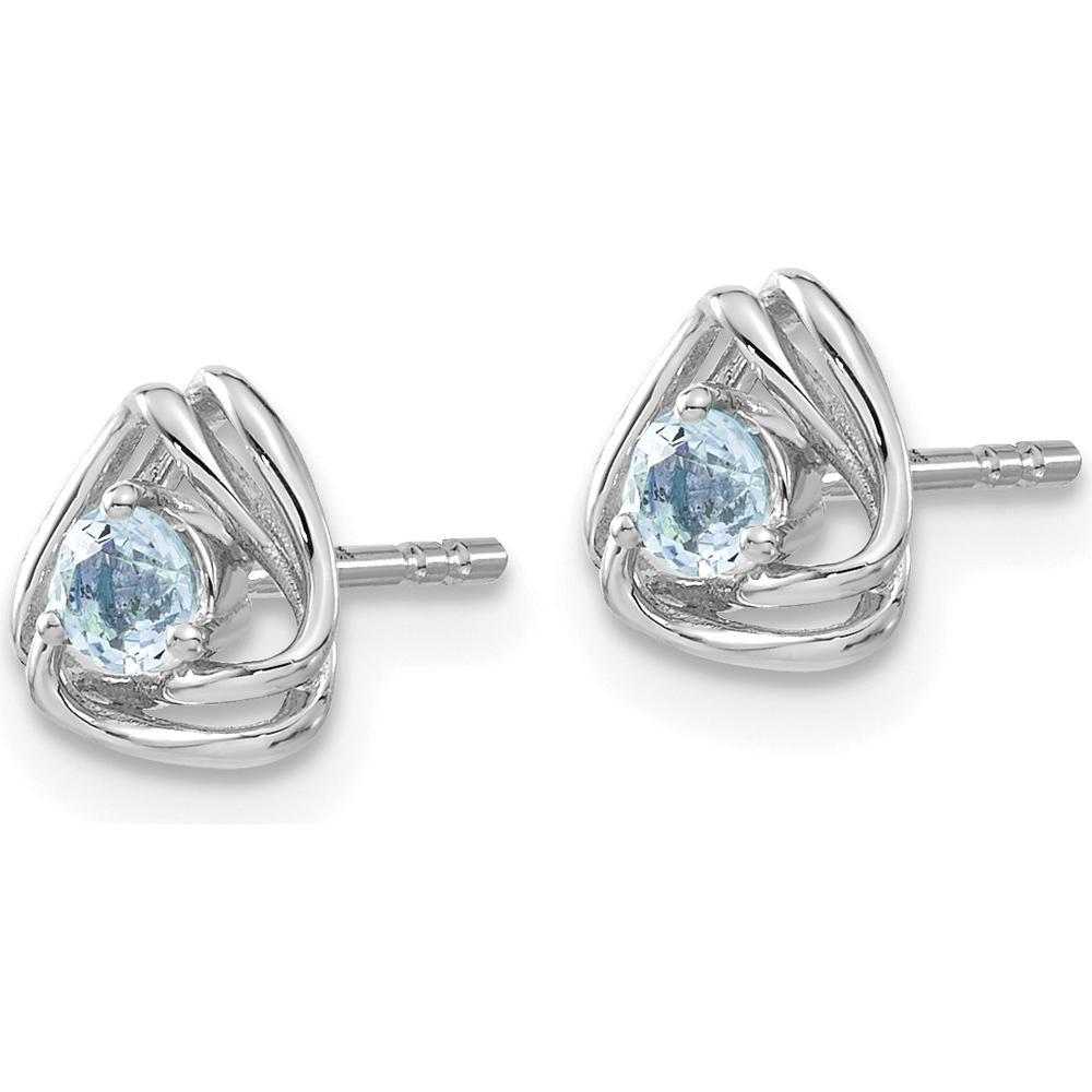 14K White Gold Blue Topaz Post Earrings - 0.20 Carat Total Blue Topaz Carat Weight by Oro Pregiato