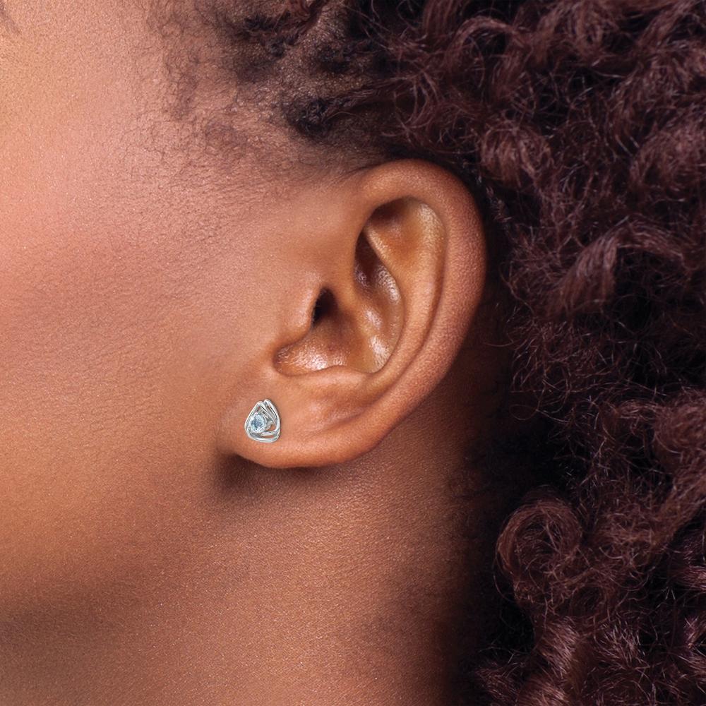 14K White Gold Blue Topaz Post Earrings - 0.20 Carat Total Blue Topaz Carat Weight by Oro Pregiato