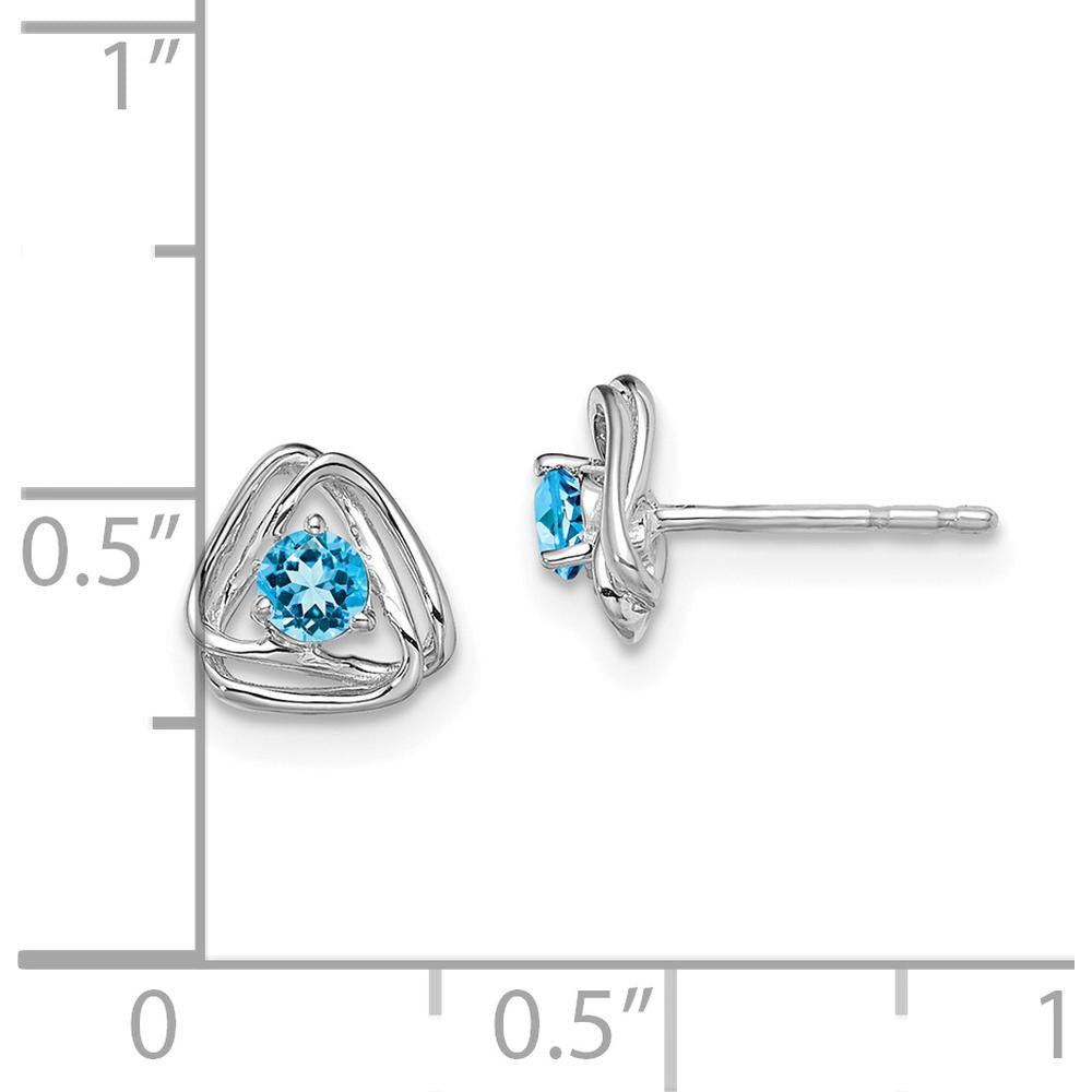 14K White Gold Blue Topaz Post Earrings - 0.20 Carat Total Blue Topaz Carat Weight by Oro Pregiato