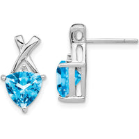 14K White Gold Blue Topaz Trillion Drop Earrings with White Topaz Accents - 1.86 Carat Total Gem Weight by Monteluci Fine Jewelry