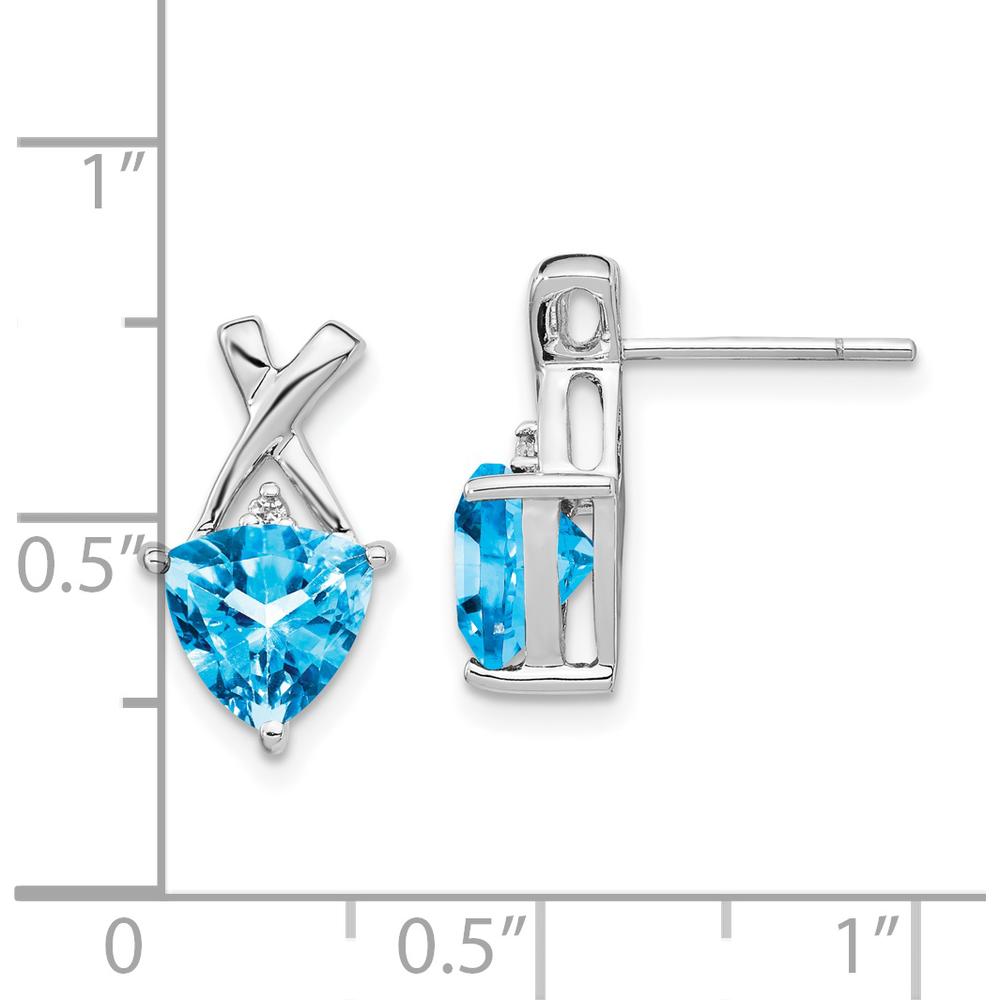 14K White Gold Blue Topaz Trillion Drop Earrings with White Topaz Accents - 1.86 Carat Total Gem Weight by Monteluci Fine Jewelry