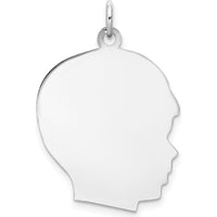 14K White Gold Boy Charm with Engravable Right-Facing Profile - Polished Finish by Oro Pregiato