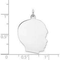 14K White Gold Boy Charm with Engravable Right-Facing Profile - Polished Finish by Oro Pregiato