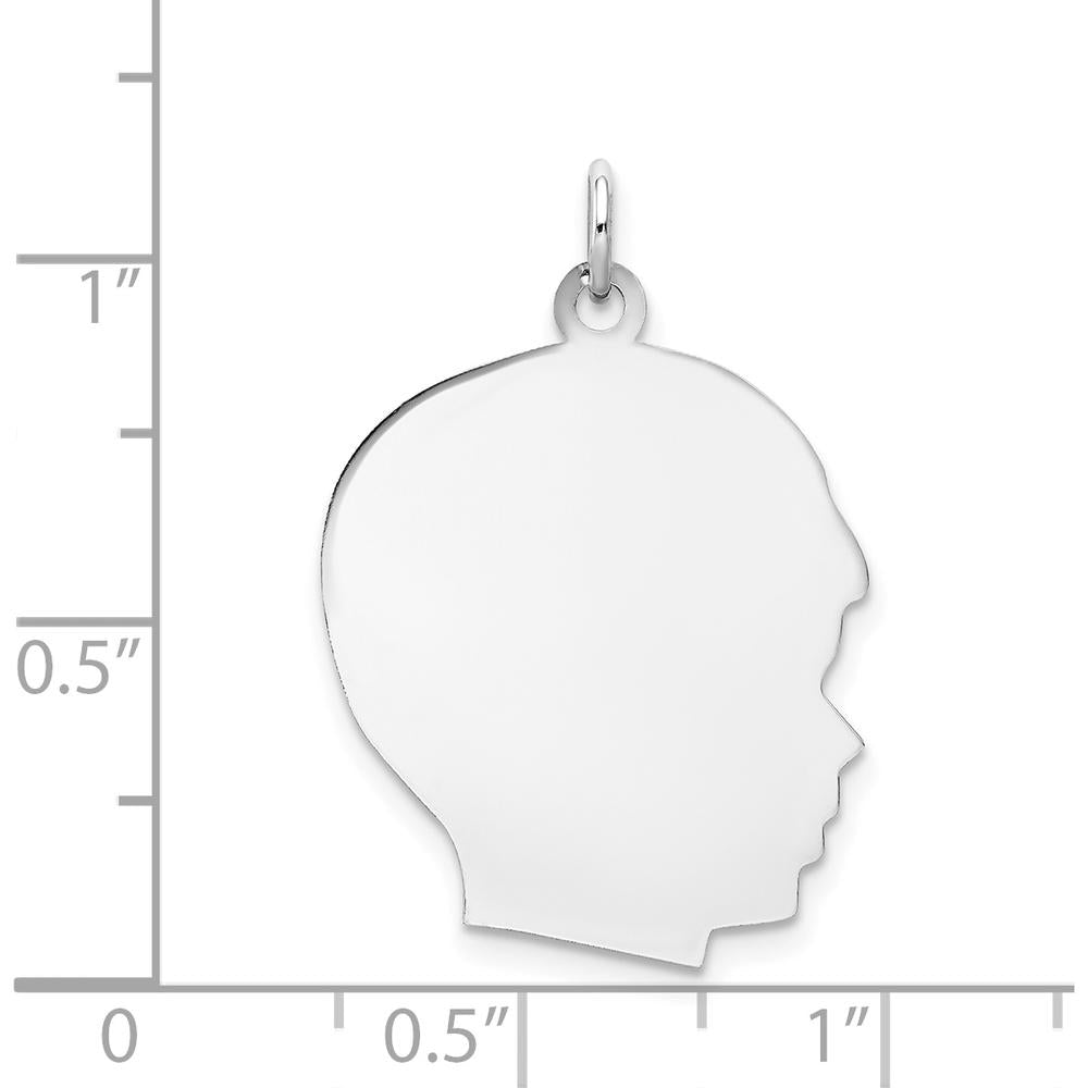 14K White Gold Boy Charm with Engravable Right-Facing Profile - Polished Finish by Oro Pregiato
