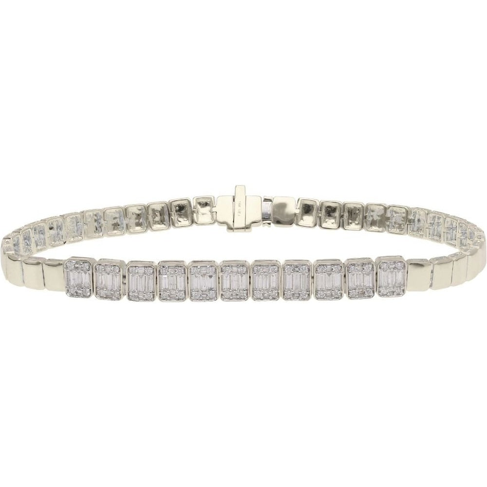 14K White Gold Bracelet with Channel-Set Round Diamonds - 0.95 Carat Total Diamond Weight by Auriventus