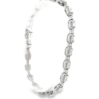 14K White Gold Bracelet with Halo-Set Emerald Cut Diamonds and Milgrain Details - 5.67 Carat Total Diamond Weight by Auriventus