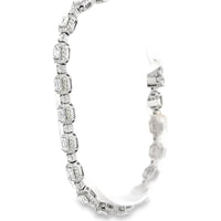 14K White Gold Bracelet with Halo-Set Emerald Cut Diamonds and Milgrain Details - 5.67 Carat Total Diamond Weight by Auriventus