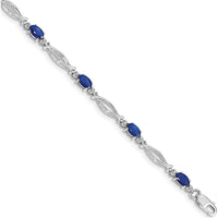 14K White Gold Bracelet with Oval Sapphires and Round Diamonds - 0.30 Carats Sapphire, 0.01 Carats Diamond by Monteluci Fine Jewelry