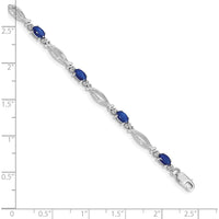 14K White Gold Bracelet with Oval Sapphires and Round Diamonds - 0.30 Carats Sapphire, 0.01 Carats Diamond by Monteluci Fine Jewelry