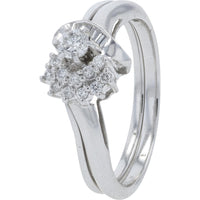 14K White Gold Bridal Ring Set with Round and Baguette Diamond Halo - 0.25 Carat Total Diamond Weight