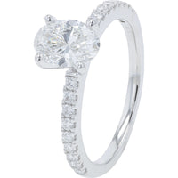 14K White Gold Bridal Set with 1.00 Carat Oval Lab-Grown Diamond and Pavé Split-Shank Band - 1.50 Carat Total Diamond Weight
