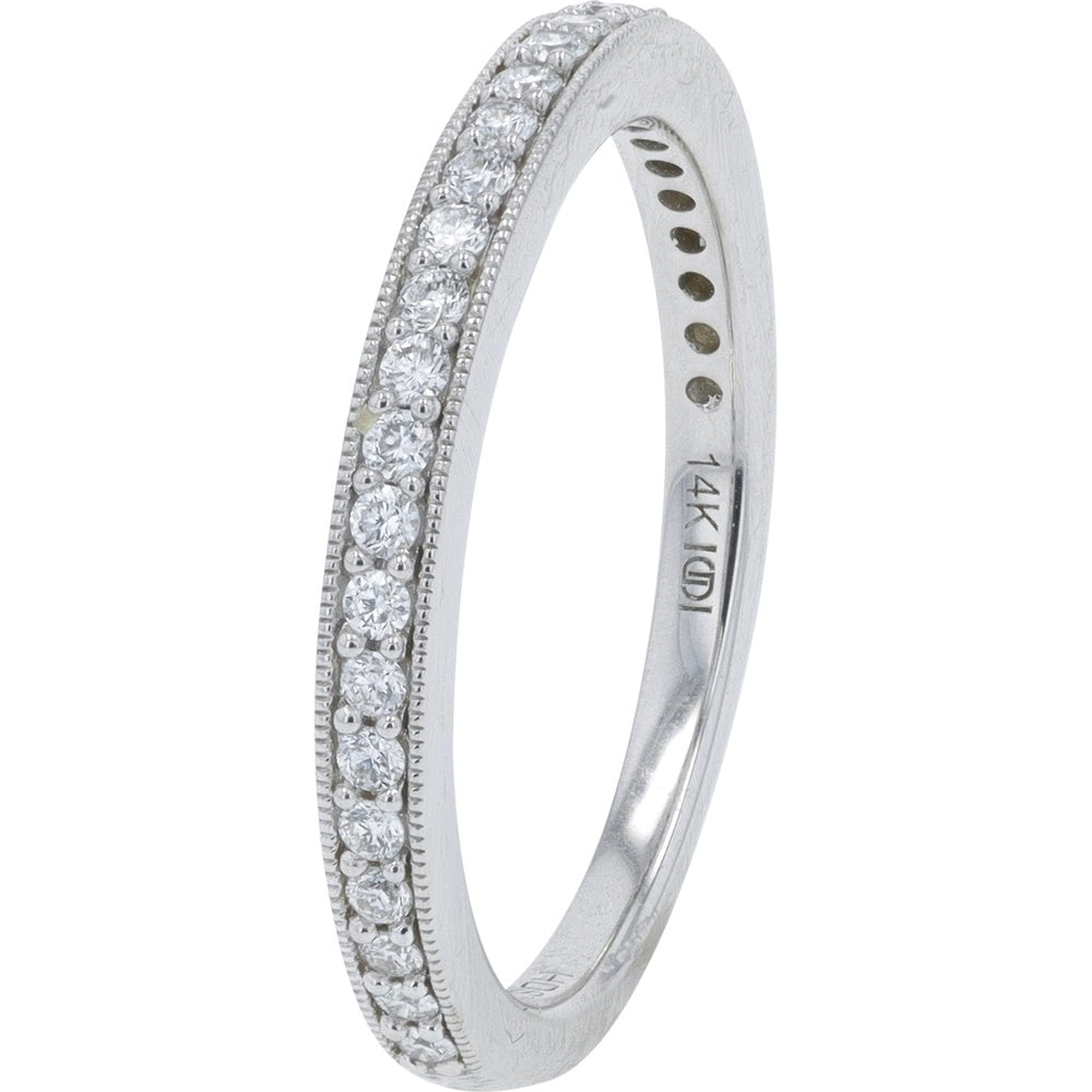 14K White Gold Bridal Set with 1.00 Carat Princess Cut Lab Grown Diamond and 2.50 Carat Total Diamond Weight - Matching Band with Milgrain Edge
