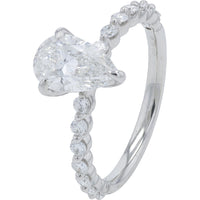 14K White Gold Bridal Set with 1.25 Carat Pear Cut Lab Grown Diamond and Accented Matching Band - 2.00 Carat Total Diamond Weight
