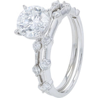 14K White Gold Bridal Set with 1.50 Carat Round Lab Grown Diamond and Accent Stones - 1.86 Carat Total Diamond Weight
