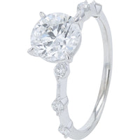 14K White Gold Bridal Set with 1.50 Carat Round Lab Grown Diamond and Accent Stones - 1.86 Carat Total Diamond Weight