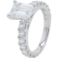 14K White Gold Bridal Set with 2.00 Carat Emerald Cut Lab Grown Diamond and 5.00 Carat Total Diamond Weight